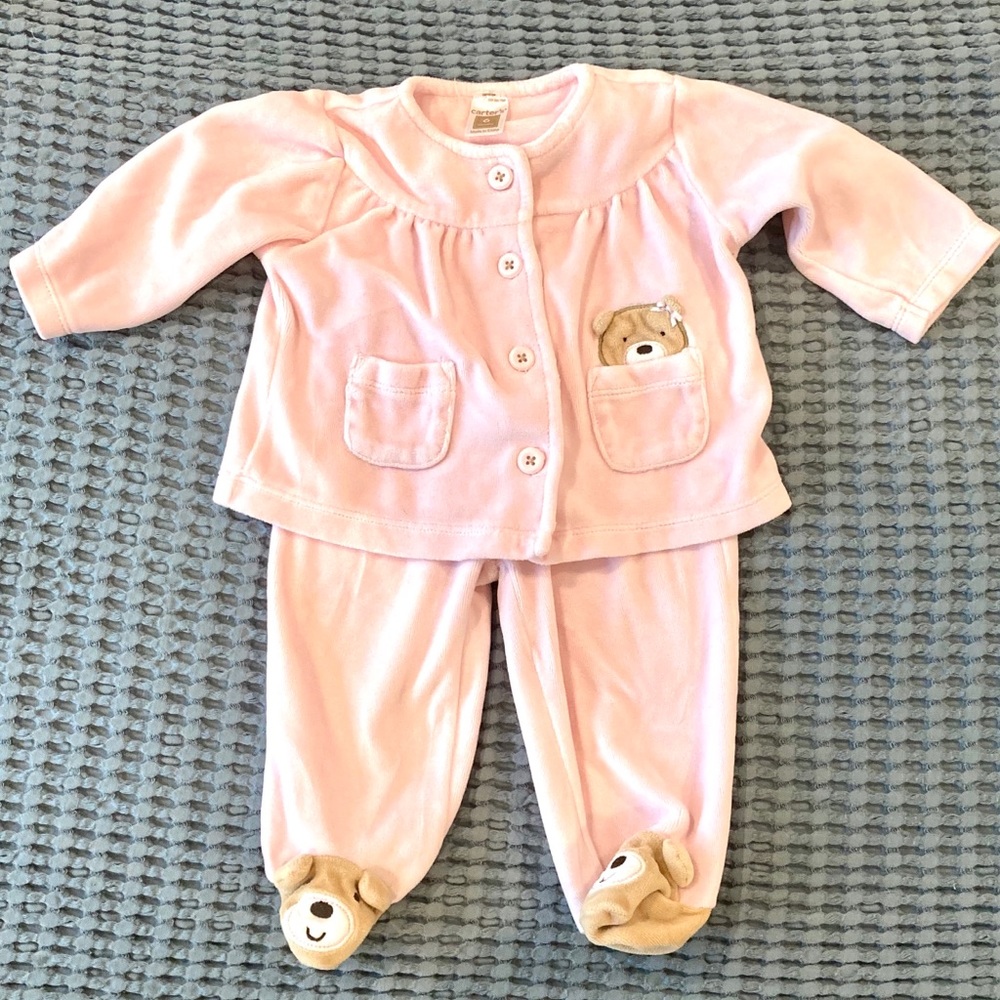 Carters pink velour set